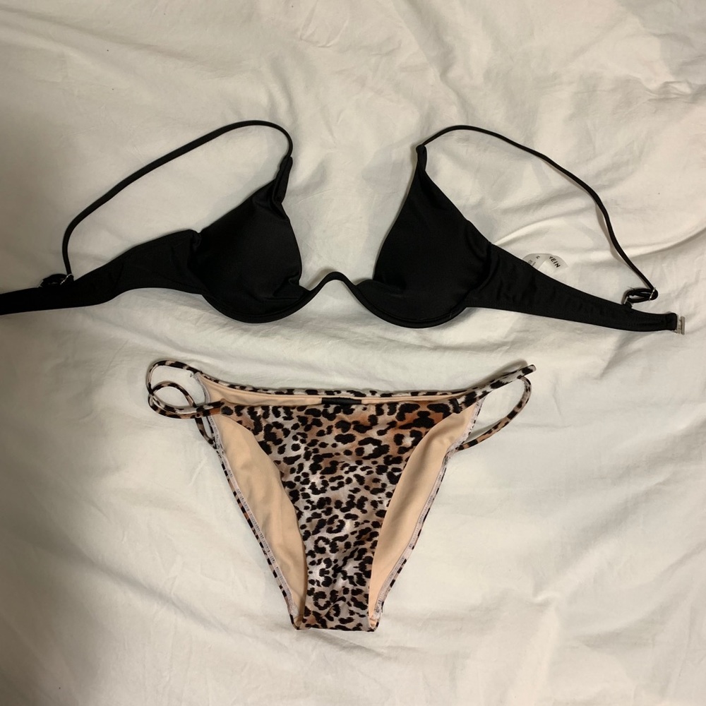 Cheetah Bikini Bottoms Black Top